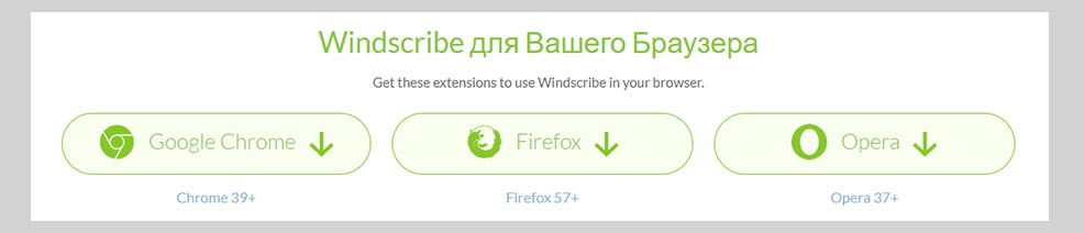 VPN Windscribe: расширение для браузеров Google Chrome, Firefox, Opera.