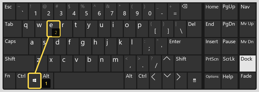 Комбинация клавиш Win+E на виртуальной клавиатуре.